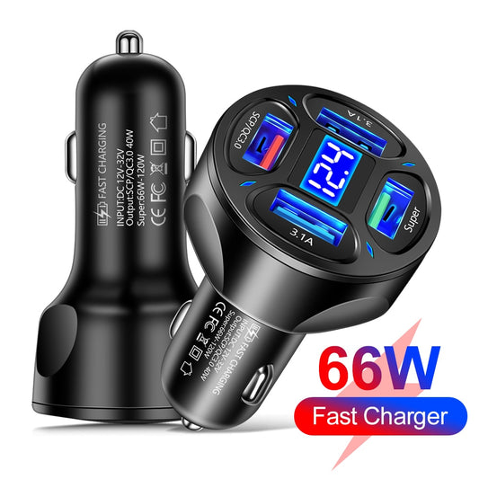 4 Port 12 V Car Charger